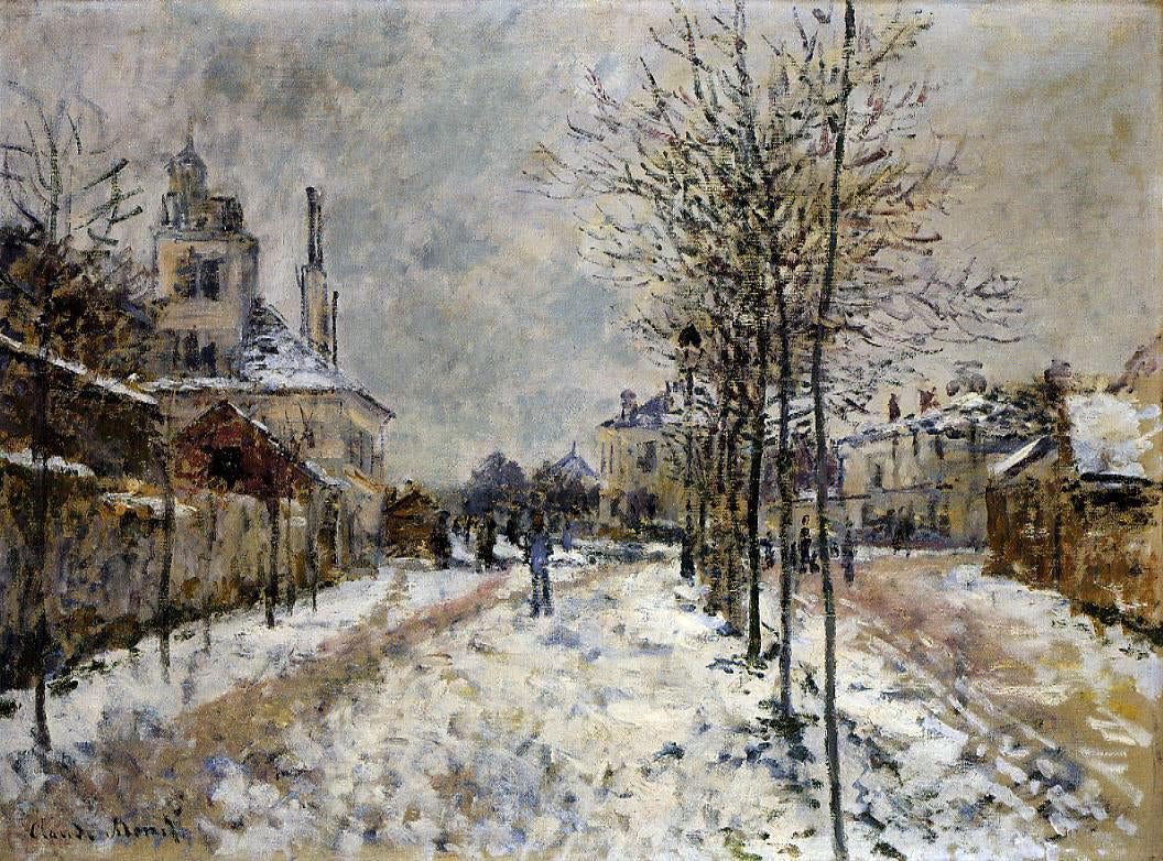  Claude Oscar Monet The Boulevard de Pontoise at Argenteuil, Snow Effect - Hand Painted Oil Painting