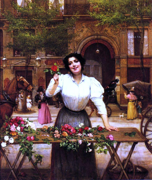 Jules Richomme The Bouquet Stand - Hand Painted Oil Painting