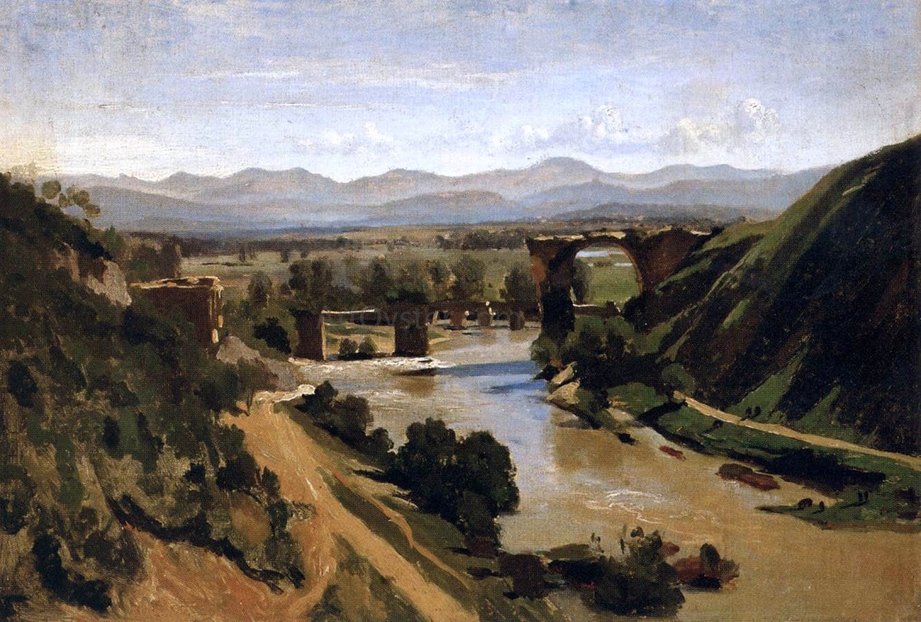  Jean-Baptiste-Camille Corot The Bridge of Narni - Hand Painted Oil Painting