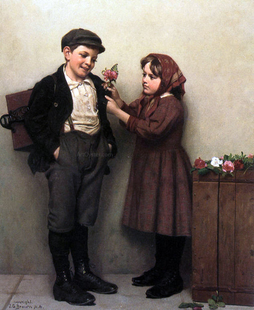  John George Brown The Button Hole Posey - Hand Painted Oil Painting