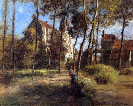  Leon Augustin L'hermitte) The Chateau d'Armentieres sur Ourcq - Hand Painted Oil Painting