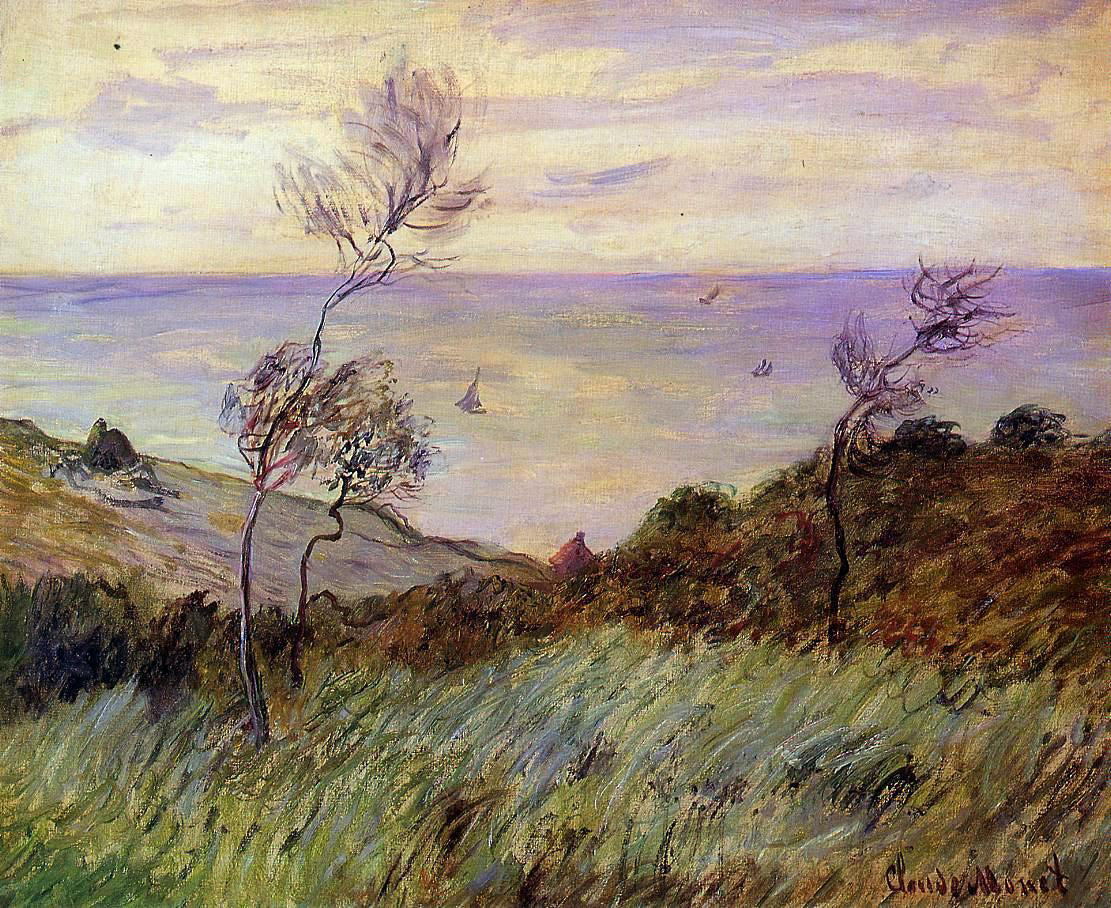  Claude Oscar Monet The Cliffs of Varengeville, Gust of Wind - Hand Painted Oil Painting