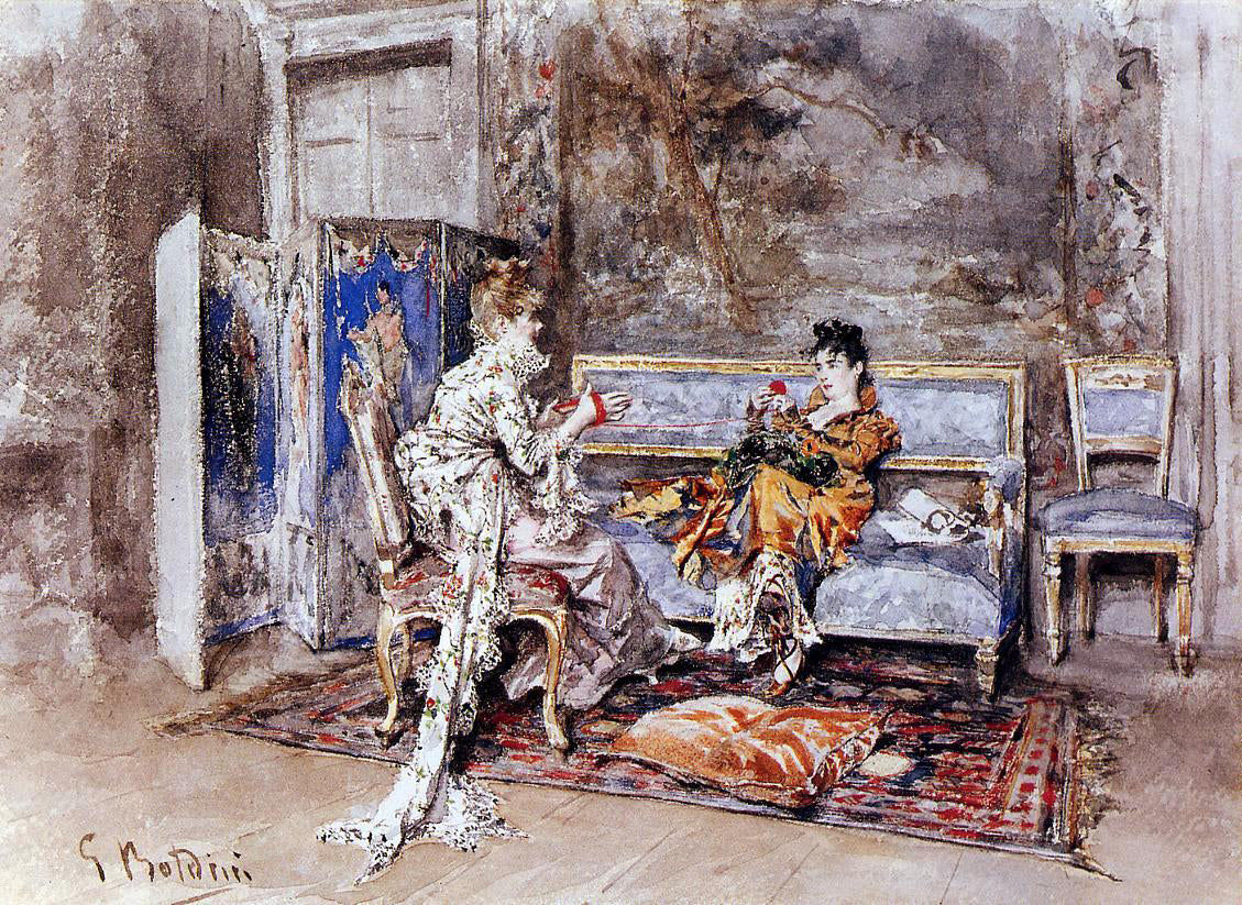 Giovanni Boldini The Conversation - Hand Painted Oil Painting