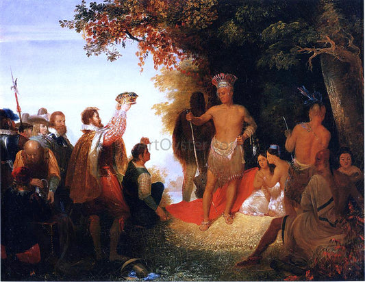 John Gadsby Chapman The Coronation of Powhatan - Hand Painted Oil Painting