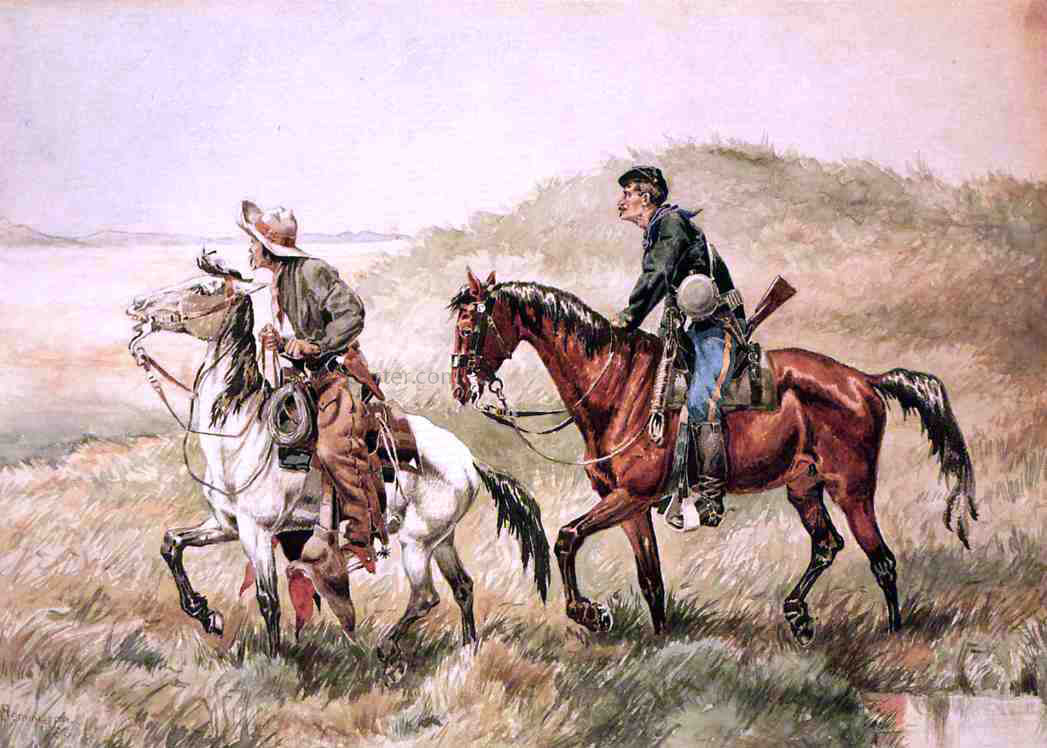  Frederic Remington The Couriers - Hand Painted Oil Painting