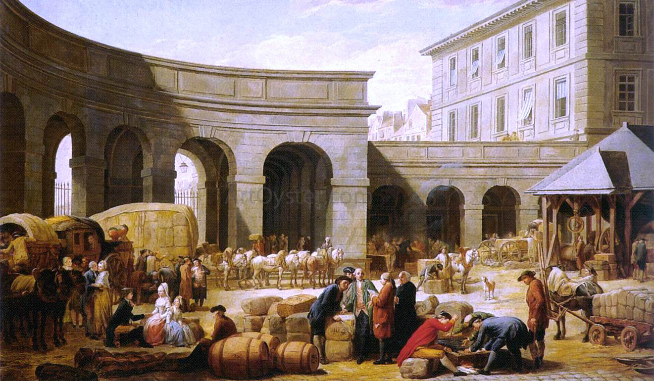  Nicolas-Bernard Lepicier The Courtyard of the Customs House - Hand Painted Oil Painting