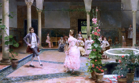  Jose Jimenez Y Aranda The Dancing Lesson - Hand Painted Oil Painting