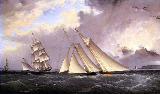  James E Buttersworth The Dauntless off Sandy Hook - Hand Painted Oil Painting