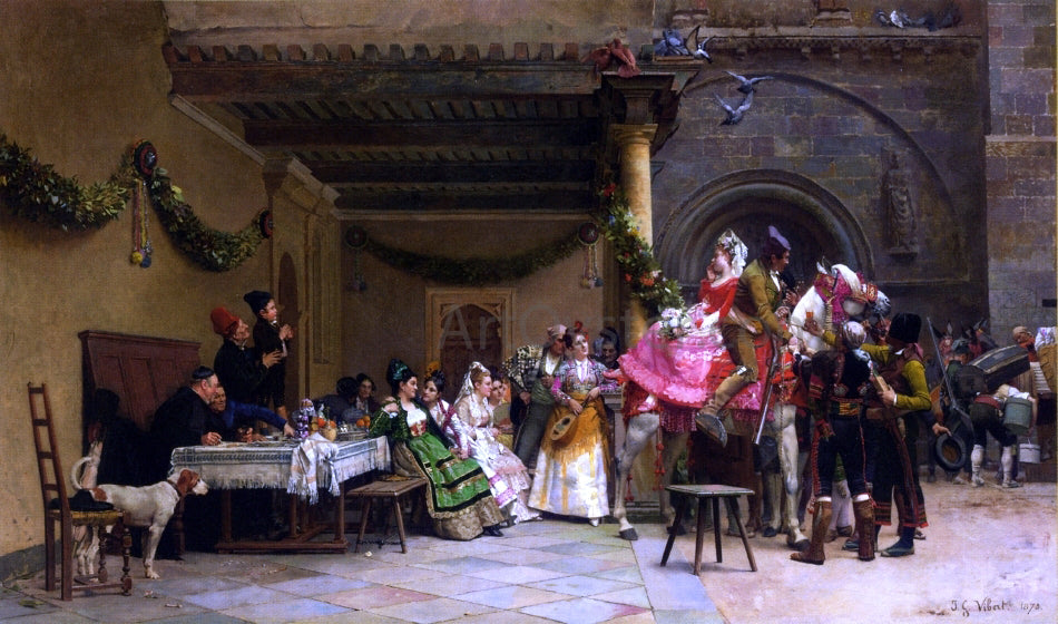  Jehan-Georges Vibert The Departure of the Newlyweds - Hand Painted Oil Painting