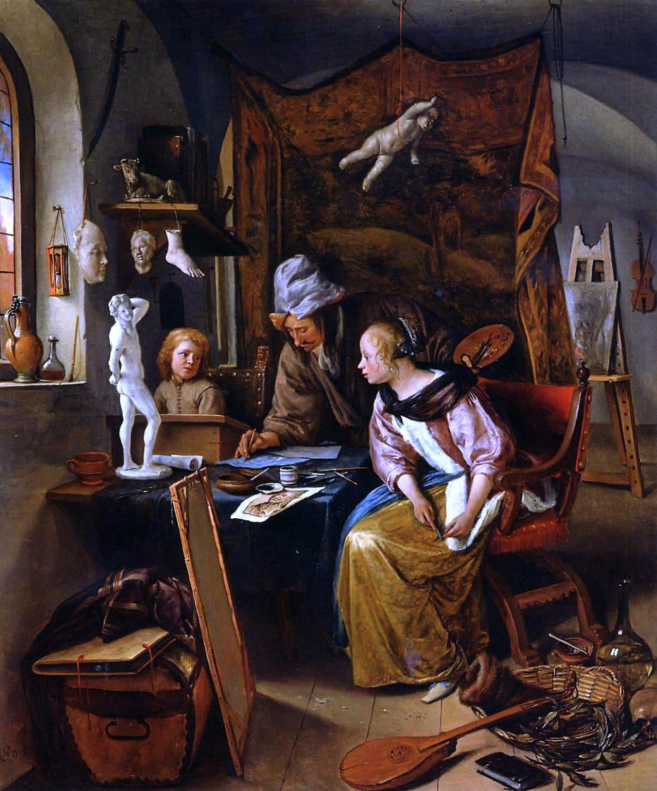  Jan Steen The Drawing Lesson - Hand Painted Oil Painting