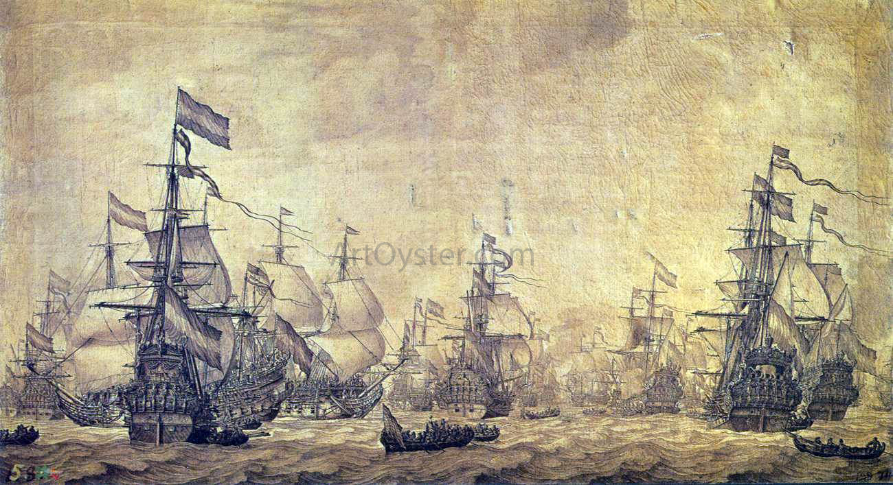  The Elder Willem Van de  Velde The Dutch Navy Sailing - Hand Painted Oil Painting