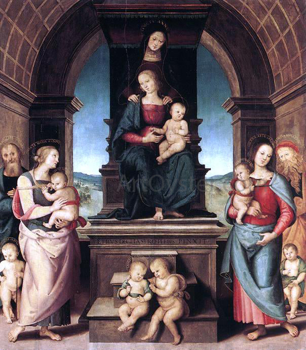  Pietro Perugino The Family of the Madonna - Hand Painted Oil Painting