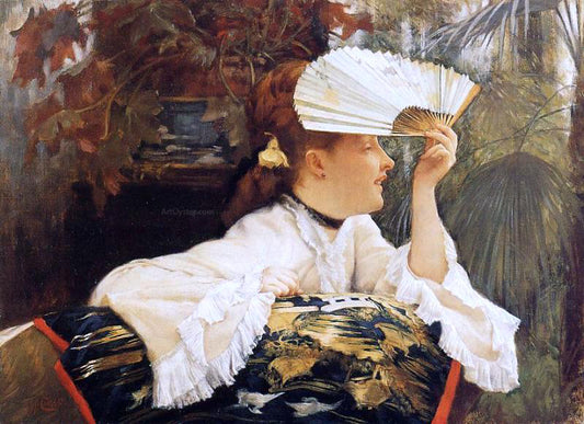  James Tissot The Fan - Hand Painted Oil Painting