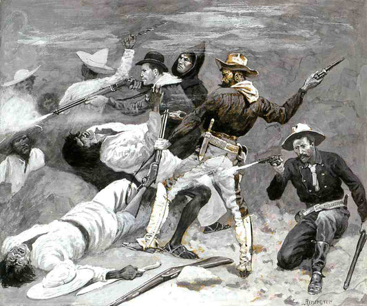  Frederic Remington The Fight in the Canyon - Hand Painted Oil Painting