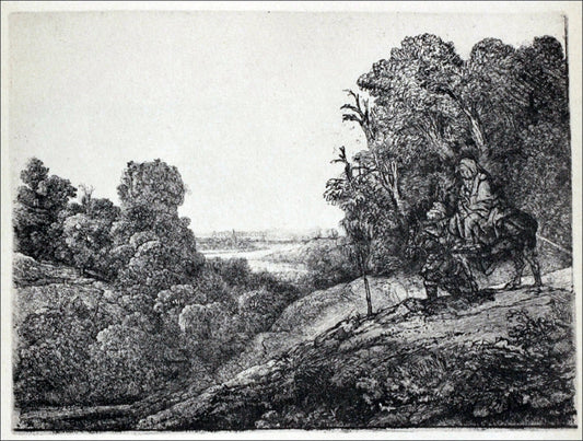 Rembrandt Van Rijn The Flight into Egypt; Called 'In the Style of Elzheimer' - Hand Painted Oil Painting