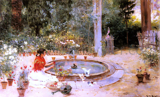  Ricardo Brugada Y Panizo The Flower Garden - Hand Painted Oil Painting