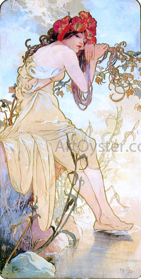  Alphonse Maria Mucha The Four Seasons: Summer - Hand Painted Oil Painting
