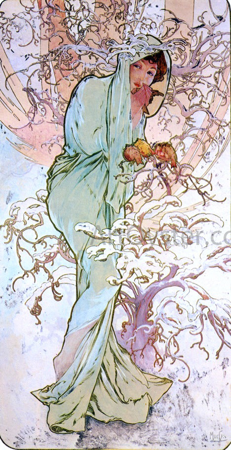  Alphonse Maria Mucha The Four Seasons: Winter - Hand Painted Oil Painting