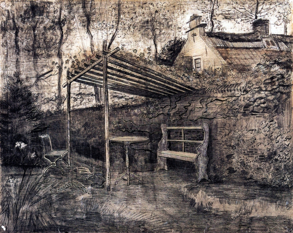  Vincent Van Gogh The Garden of the Parsonage with Arbor - Hand Painted Oil Painting