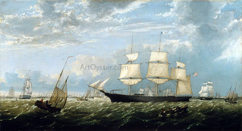  Fitz Hugh Lane The Golden State Entering New York Harbor - Hand Painted Oil Painting