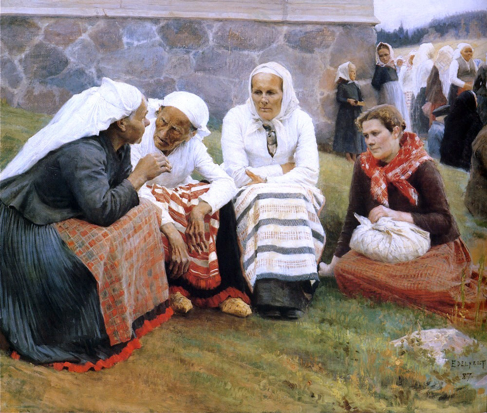  Albert Edelfelt The Gossip - Hand Painted Oil Painting