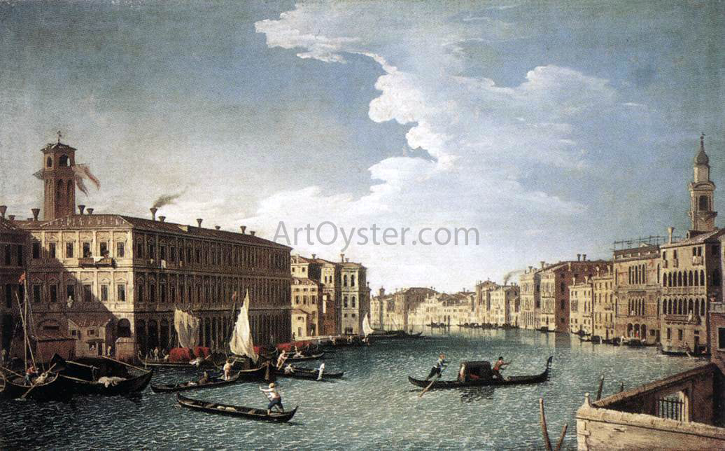 Bernardo Canal At the Grand Canal with the Fabbriche Nuove at Rialto - Hand Painted Oil Painting