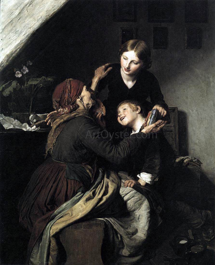  Ferdinand Georg Waldmuller The Grandmother's Birthday - Hand Painted Oil Painting