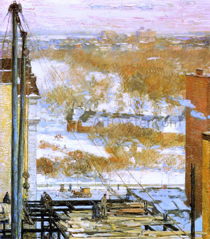  Frederick Childe Hassam The Hovel and the Skyscraper - Hand Painted Oil Painting