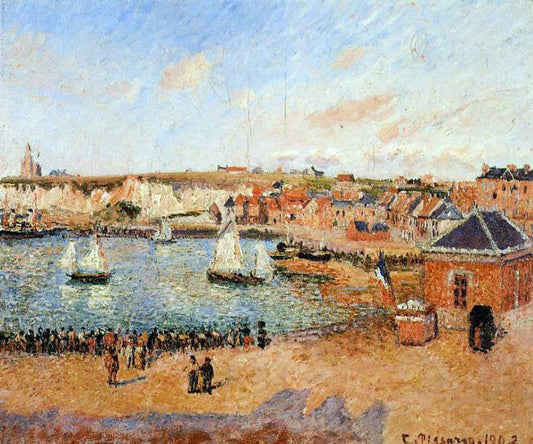  Camille Pissarro The Inner Harbor, Dieppe: Afternoon, Sun, Low Tide - Hand Painted Oil Painting