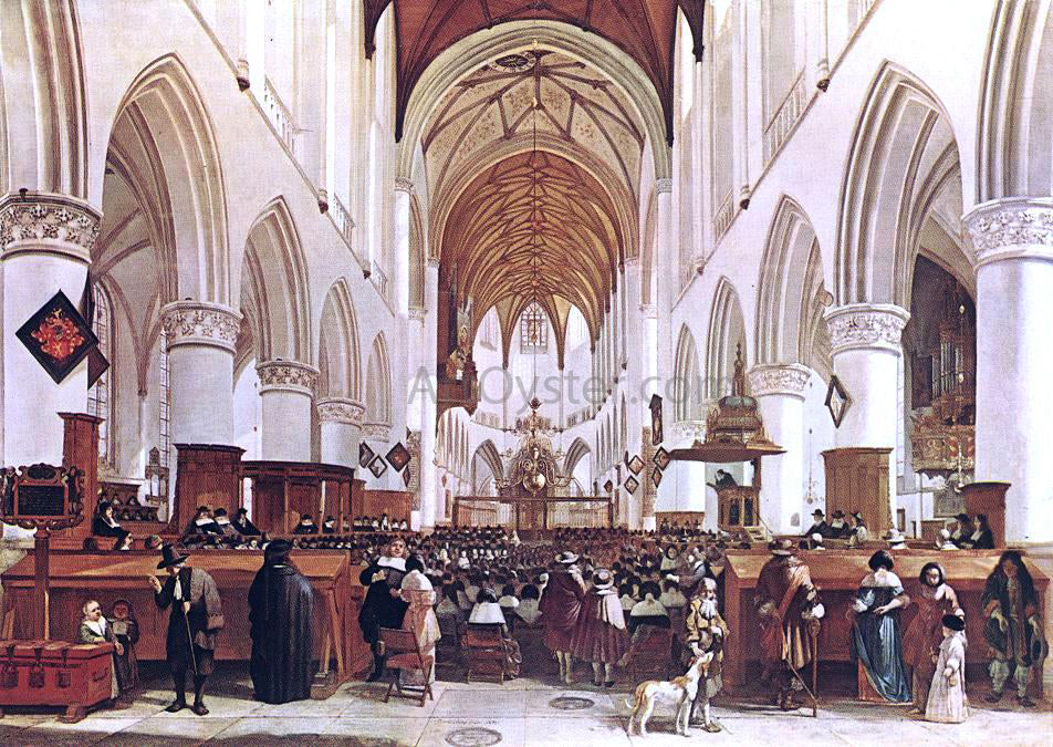  Gerrit Adriaensz Berckheyde The Interior of the Grote Kerk (St Bavo) at Haarlem - Hand Painted Oil Painting