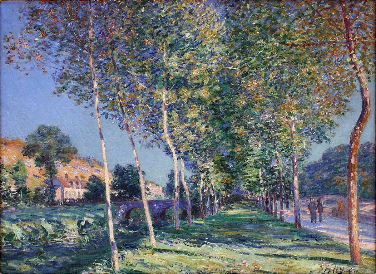  Alfred Sisley The Lane of Poplars at Moret sur Loing - Hand Painted Oil Painting