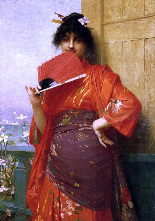 Jules Joseph Lefebvre The Language of the Fan - Hand Painted Oil Painting