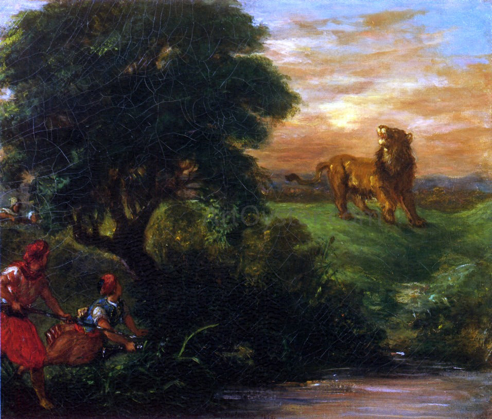  Eugene Delacroix The Lion Hunt - Hand Painted Oil Painting