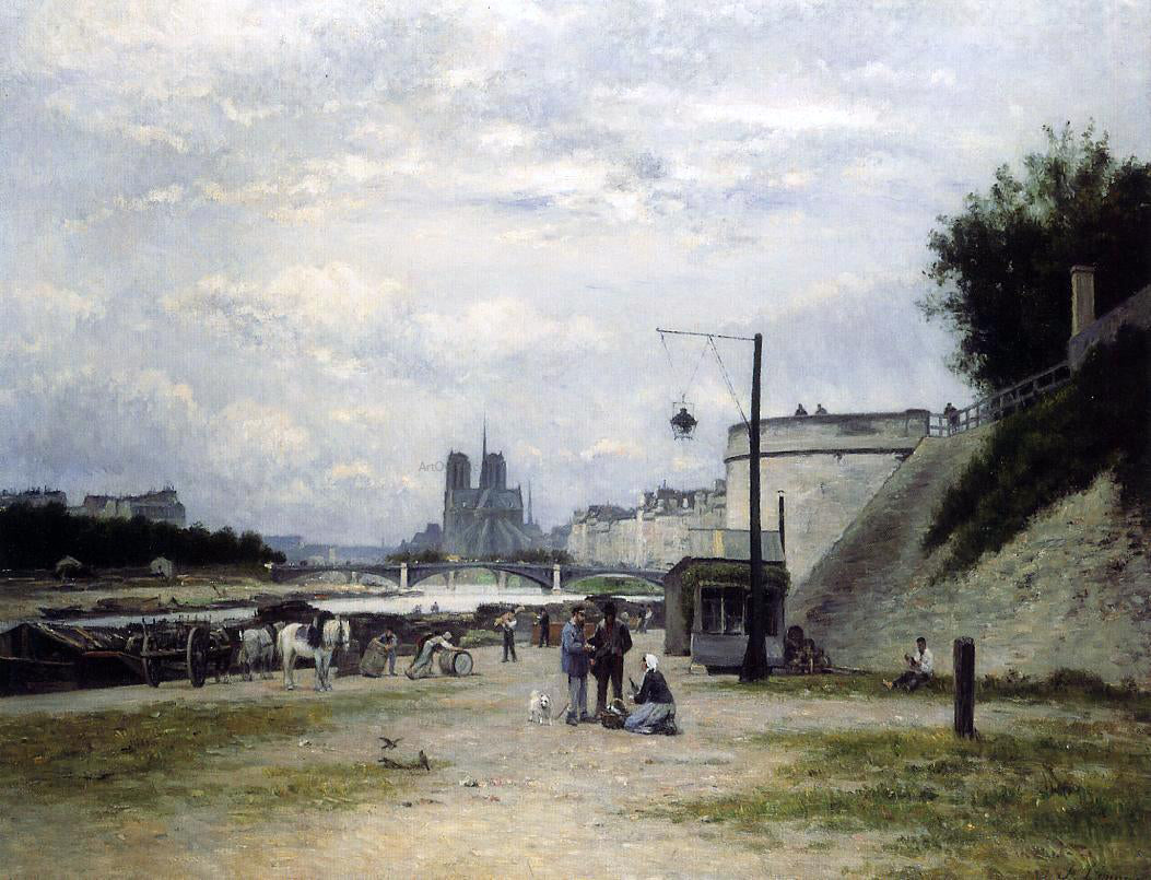  Stanislas Lepine The Louviers Quay at Pont Sully (also known as The Henri IV Quay, Paris) - Hand Painted Oil Painting
