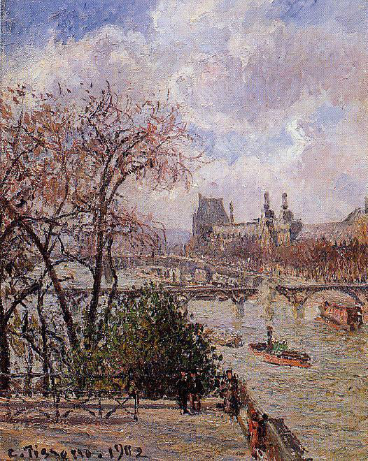  Camille Pissarro The Louvre, Gray Weather, Afternoon - Hand Painted Oil Painting