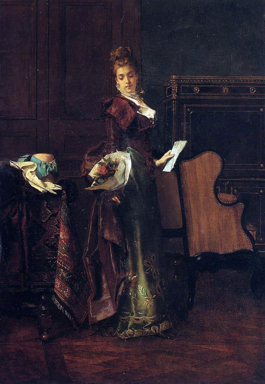  Alfred Emile Leopold Stevens The Love Letter - Hand Painted Oil Painting