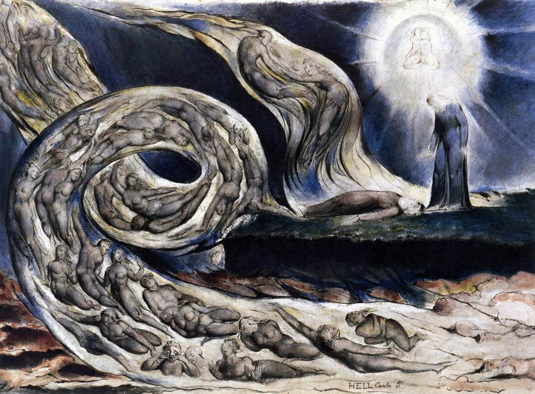  William Blake The Lovers' Whirlwind, Francesca da Rimini and Paolo Malatesta - Hand Painted Oil Painting