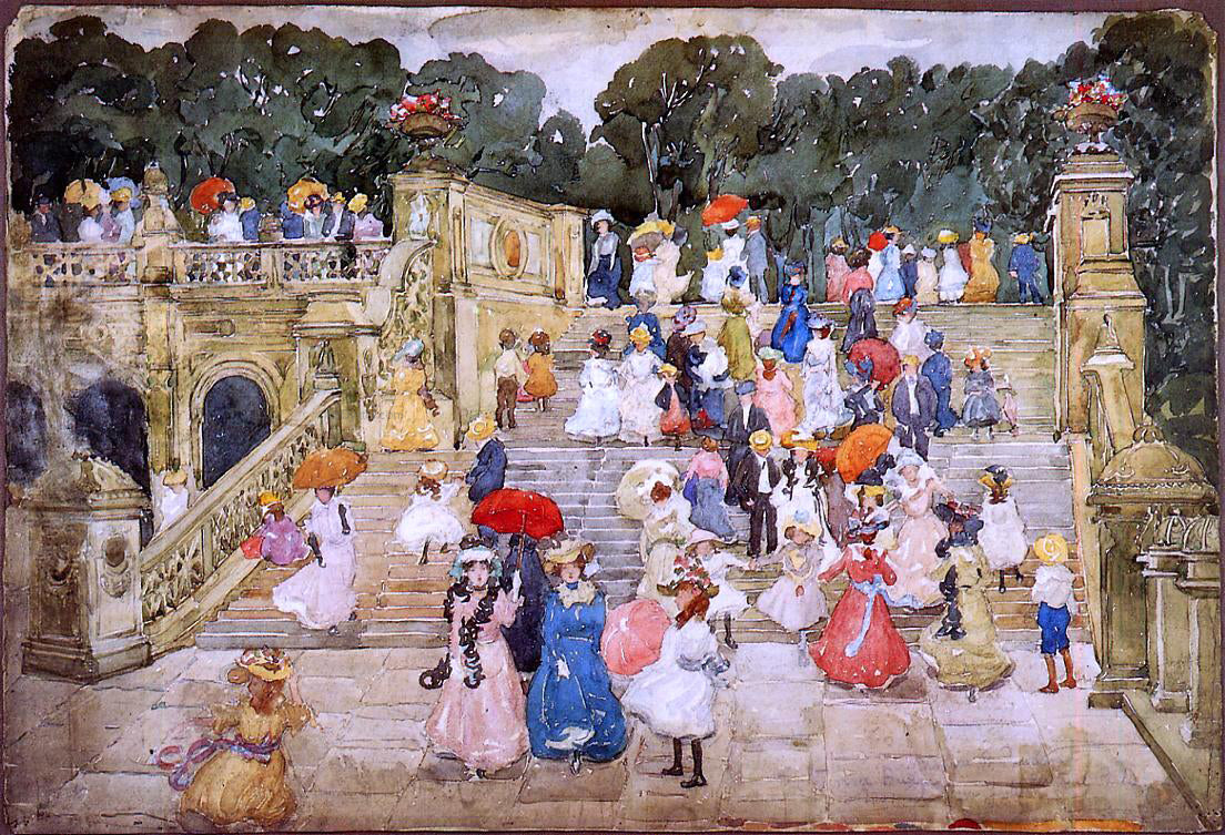  Maurice Prendergast The Mall, Central Park (also known as Steps, Central Park or The Terrace Bridge, Central Park) - Hand Painted Oil Painting