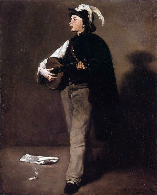  Theodule Ribot The Mandolin Player - Hand Painted Oil Painting