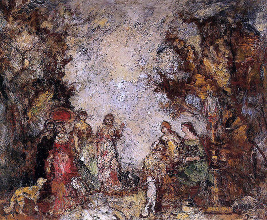  Adolphe-Joseph-Thomas Monticelli The Meeting of the Elegant Ladies - Hand Painted Oil Painting
