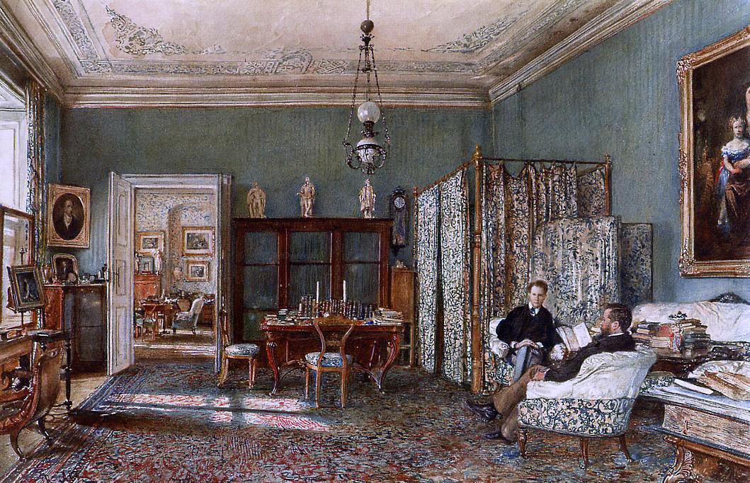  Rudolf Von Alt The Morning Room of the Palais Lanckoronski, Vienna - Hand Painted Oil Painting