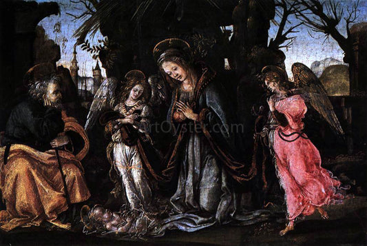  Filippino Lippi The Nativity with Two Angels - Hand Painted Oil Painting