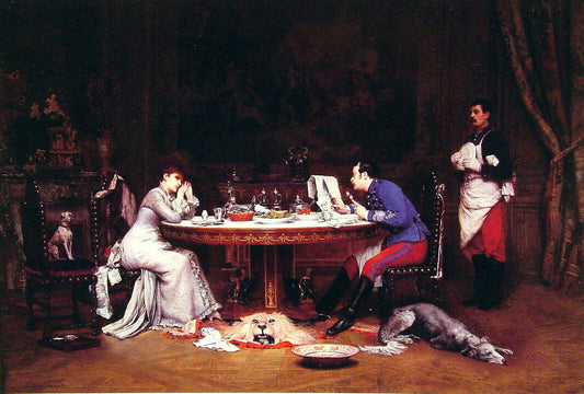  Auguste Georges Loustanau The Neglectful Husband - Hand Painted Oil Painting