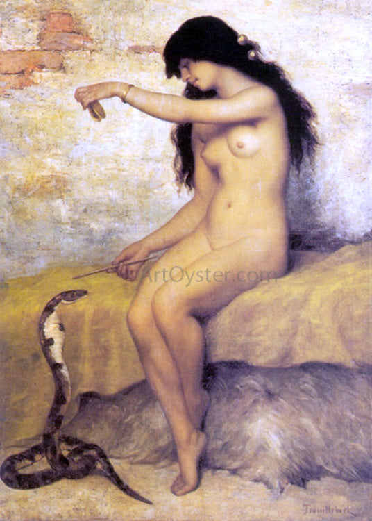  Paul Desire Trouillebert A Nude Snake Charmer - Hand Painted Oil Painting