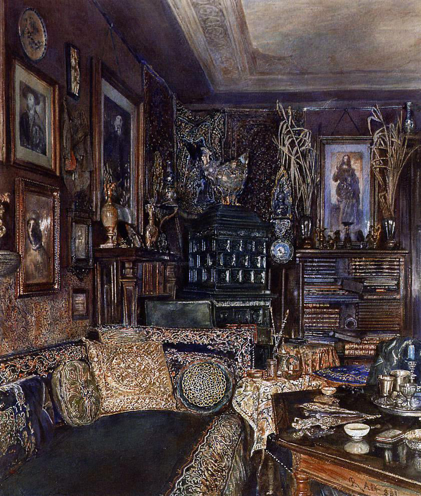  Rudolf Von Alt The Office of Count Lanckoronski, Vienna - Hand Painted Oil Painting