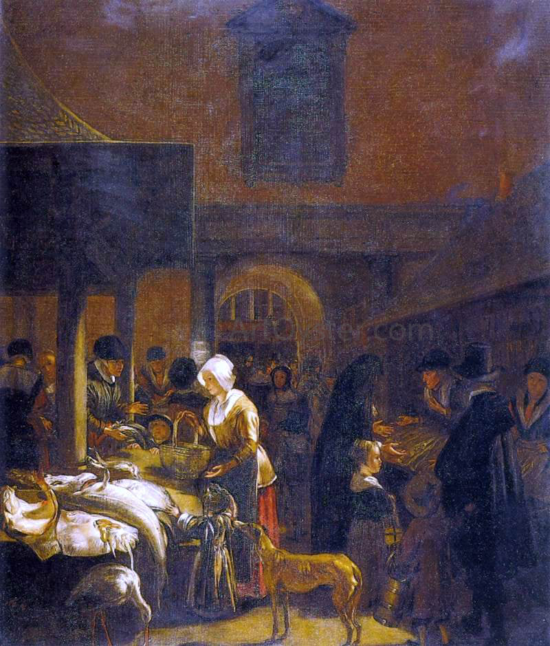  Emanuel De Witte The Old Fish Market on the Dam, Amsterdam - Hand Painted Oil Painting