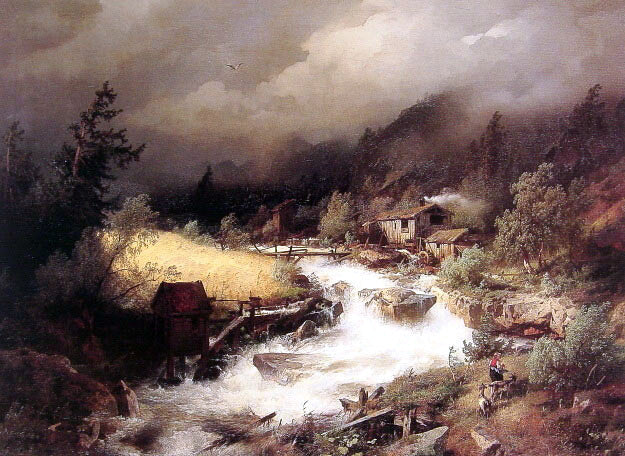  Herman Herzog The Old Water Mill - Hand Painted Oil Painting