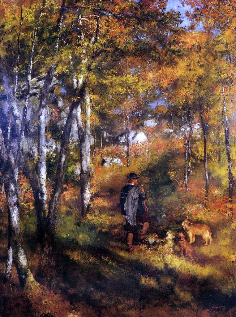  Pierre Auguste Renoir The Painter Jules Le Coeur Walking His Dogs in the Forest of Fontainebleau - Hand Painted Oil Painting