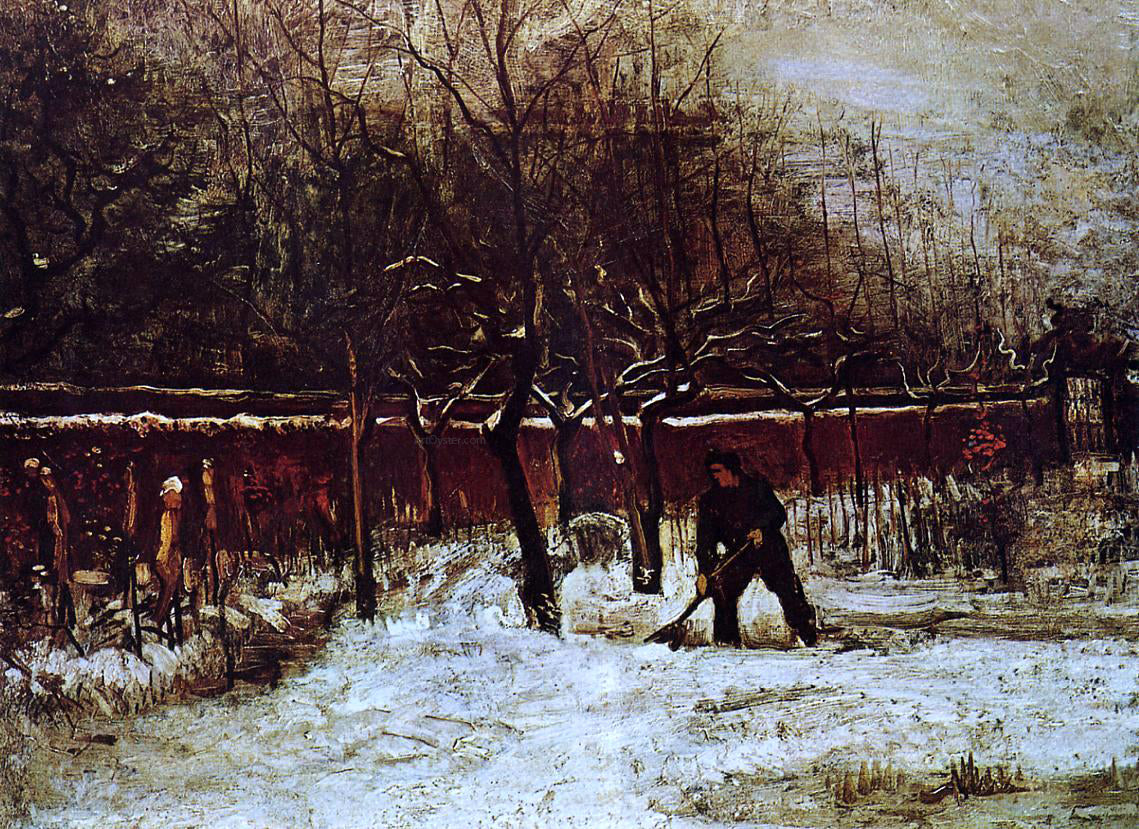  Vincent Van Gogh The Parsonage Garden at Nuenen in the Snow - Hand Painted Oil Painting