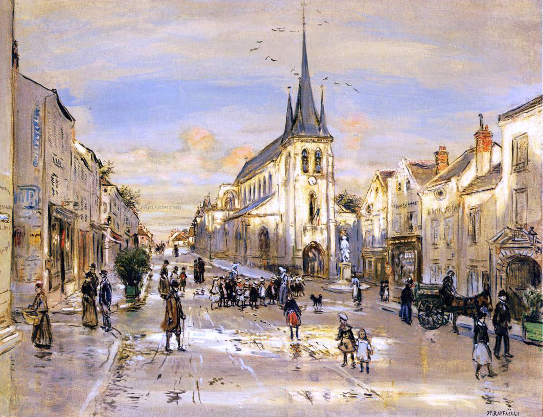  Jean-Francois Raffaelli The Place Saint-Jean in Nemours - Hand Painted Oil Painting